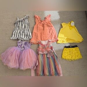 Assorted Girls' Summer Dresses & Tops - Pastel Rainbow, Coral, Yellow